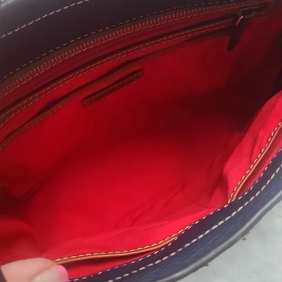 Dooney & Bourke Navy and Brown Tote MINT CONDITION, NEVER USED - Picture 3 of 7